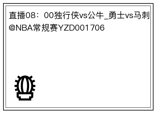 直播08:00独行侠vs公牛_勇士vs马刺@NBA常规赛YZD001706